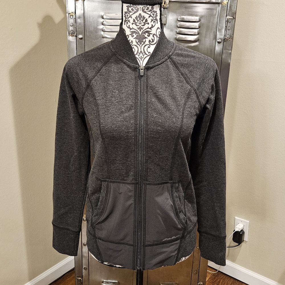 Eddie Bauer Motion Summit Bomber Terry Zip Jacket with Thumbholes
